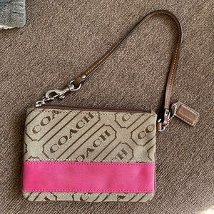 Coach signature brown/pink wristlet wallet